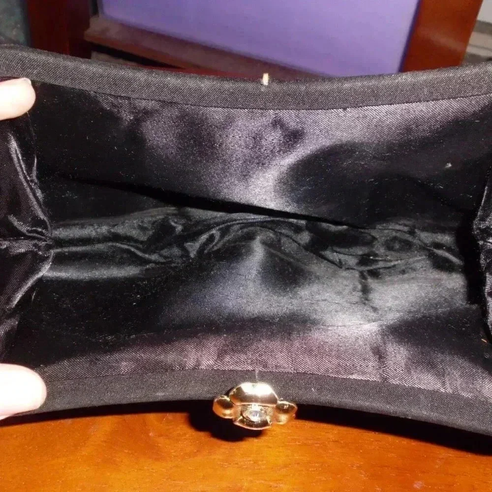 Black Fabric Clutch Handbag Purse